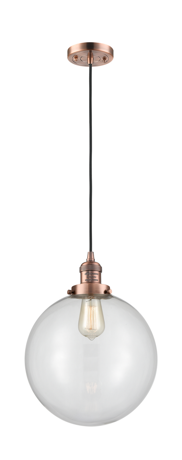 One Light Mini Pendant by Innovations - Franklin Restoration Collection, Antique Copper Finish - 201C-AC-G202-12