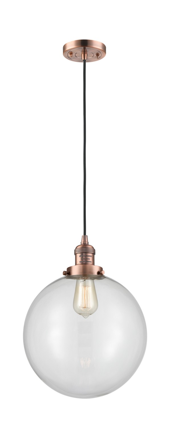 LED Mini Pendant by Innovations - Franklin Restoration Collection, Antique Copper Finish - 201C-AC-G202-12-LED