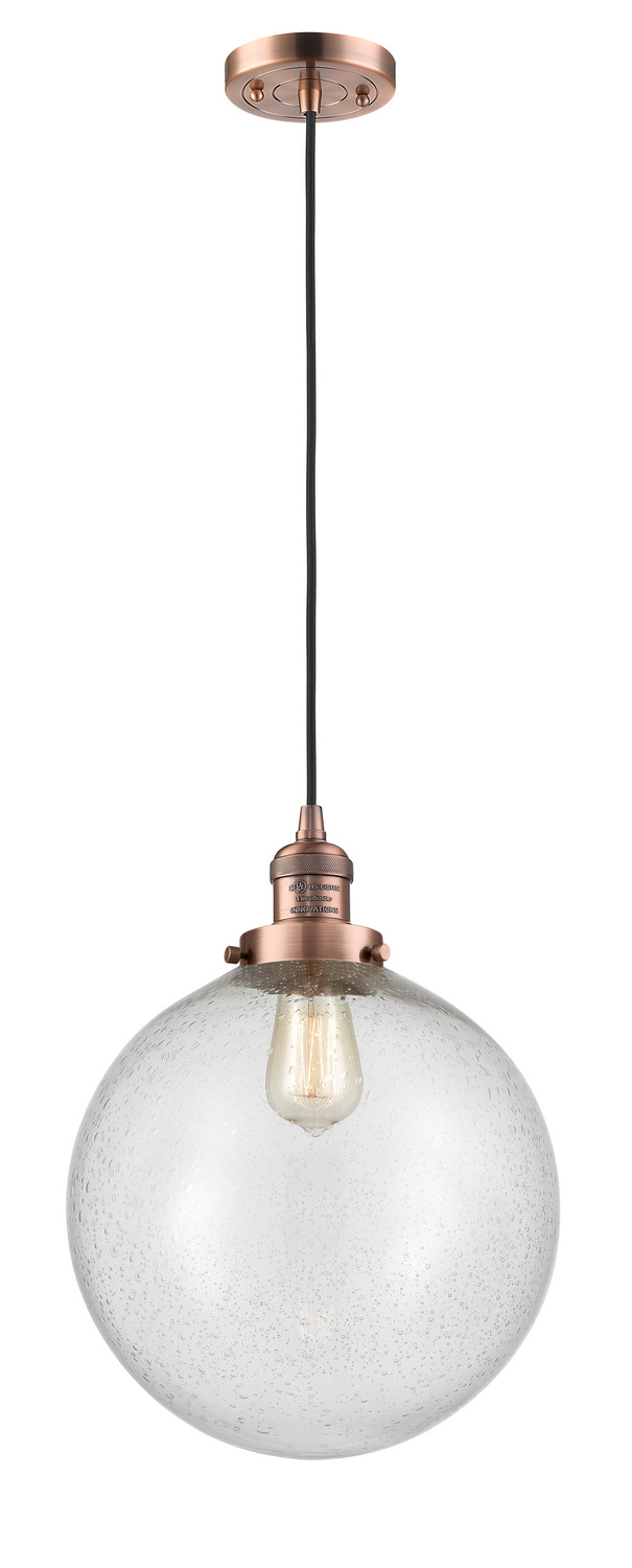 One Light Mini Pendant by Innovations - Franklin Restoration Collection, Antique Copper Finish - 201C-AC-G204-12