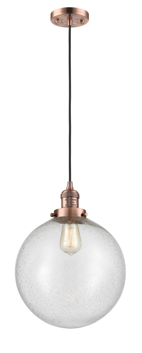 LED Mini Pendant by Innovations - Franklin Restoration Collection, Antique Copper Finish - 201C-AC-G204-12-LED