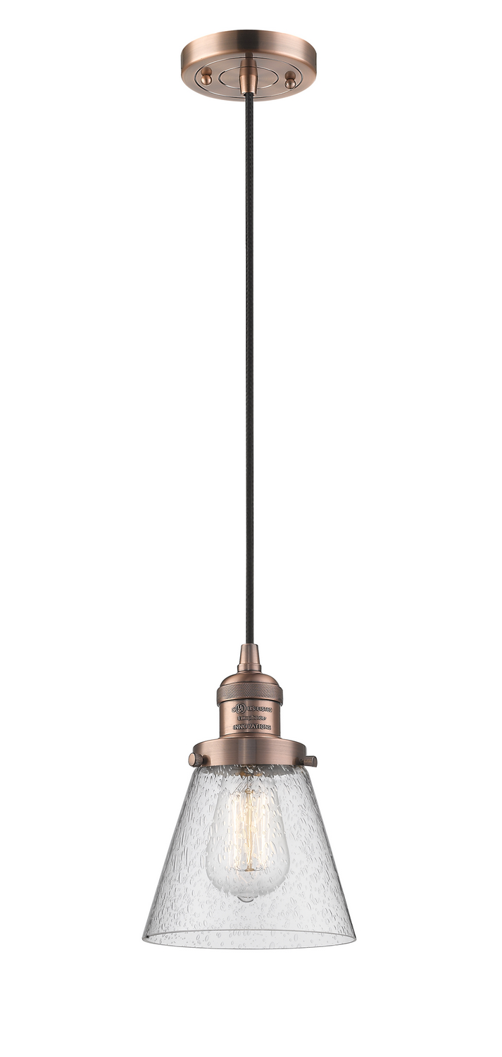 LED Mini Pendant by Innovations - Franklin Restoration Collection, Antique Copper Finish - 201C-AC-G64-LED