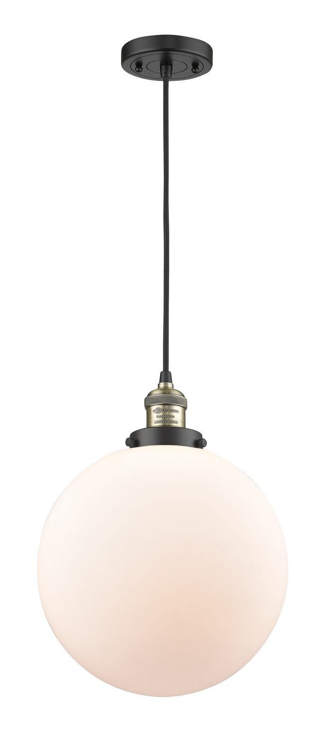 LED Mini Pendant by Innovations - Franklin Restoration Collection, Black Antique Brass Finish - 201C-BAB-G201-12-LED