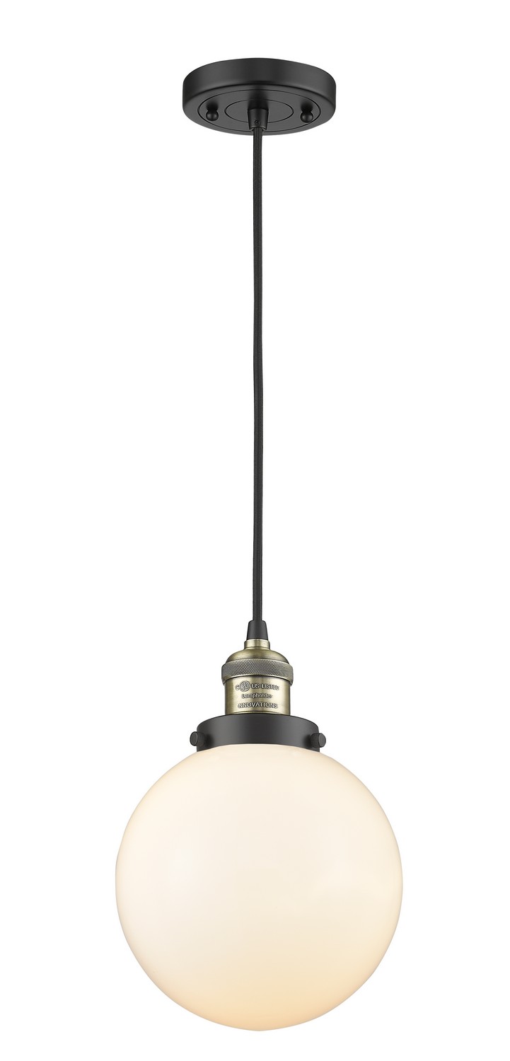 LED Mini Pendant by Innovations - Franklin Restoration Collection, Black Antique Brass Finish - 201C-BAB-G201-8-LED