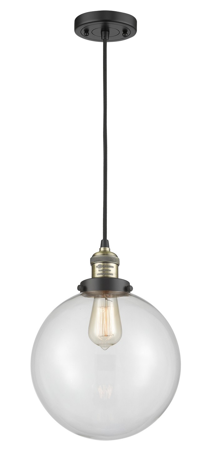 LED Mini Pendant by Innovations - Franklin Restoration Collection, Black Antique Brass Finish - 201C-BAB-G202-10-LED