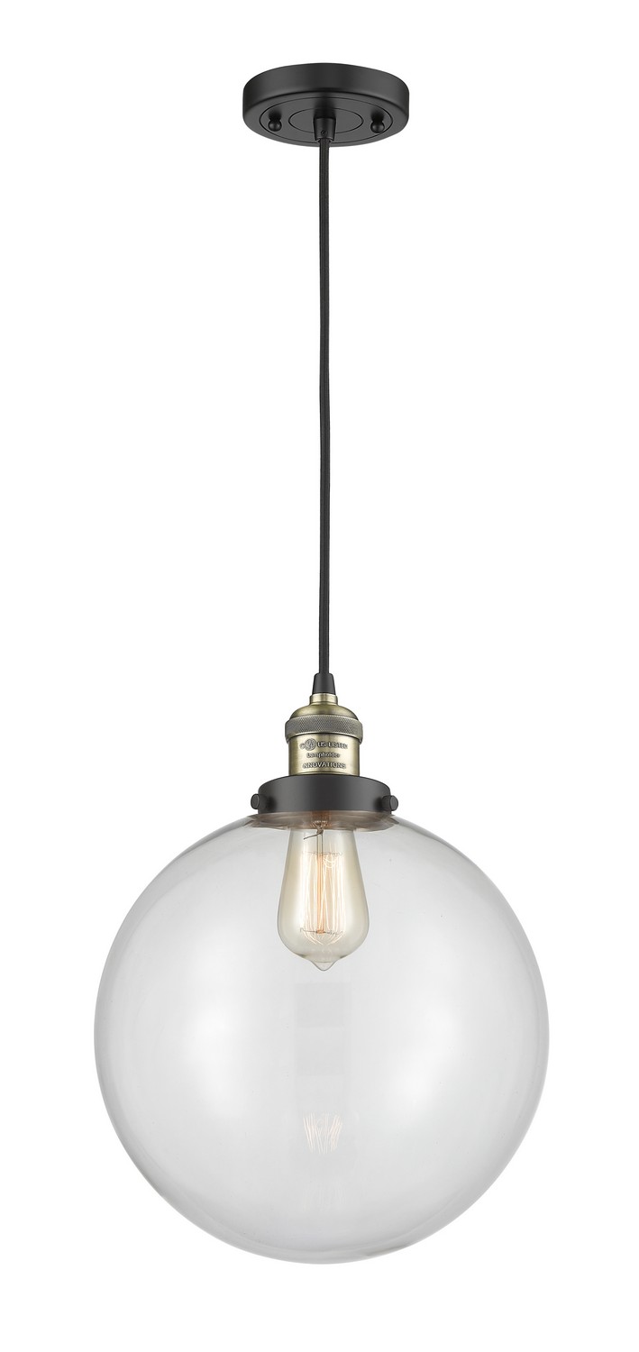 LED Mini Pendant by Innovations - Franklin Restoration Collection, Black Antique Brass Finish - 201C-BAB-G202-12-LED