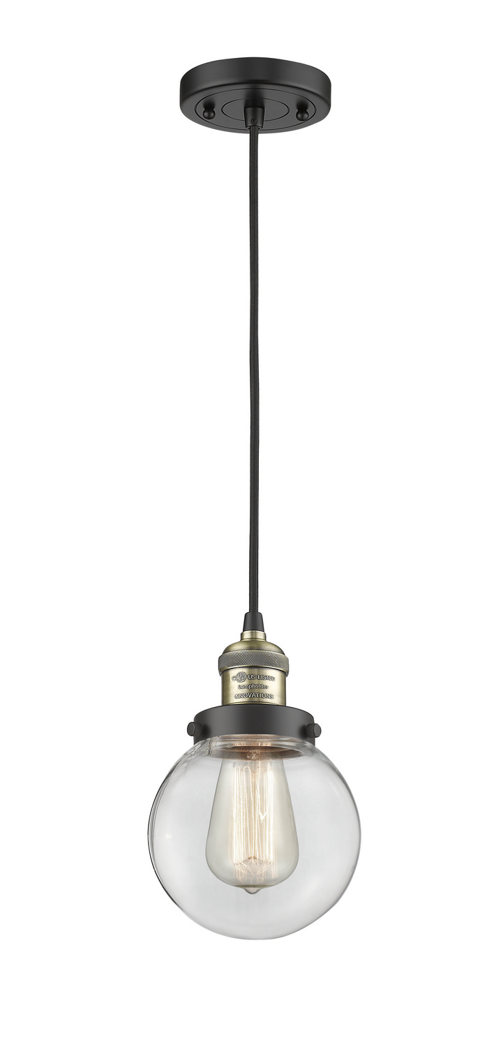 One Light Mini Pendant by Innovations - Franklin Restoration Collection, Black Antique Brass Finish - 201C-BAB-G202-6