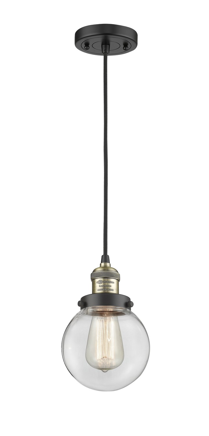 LED Mini Pendant by Innovations - Franklin Restoration Collection, Black Antique Brass Finish - 201C-BAB-G202-6-LED