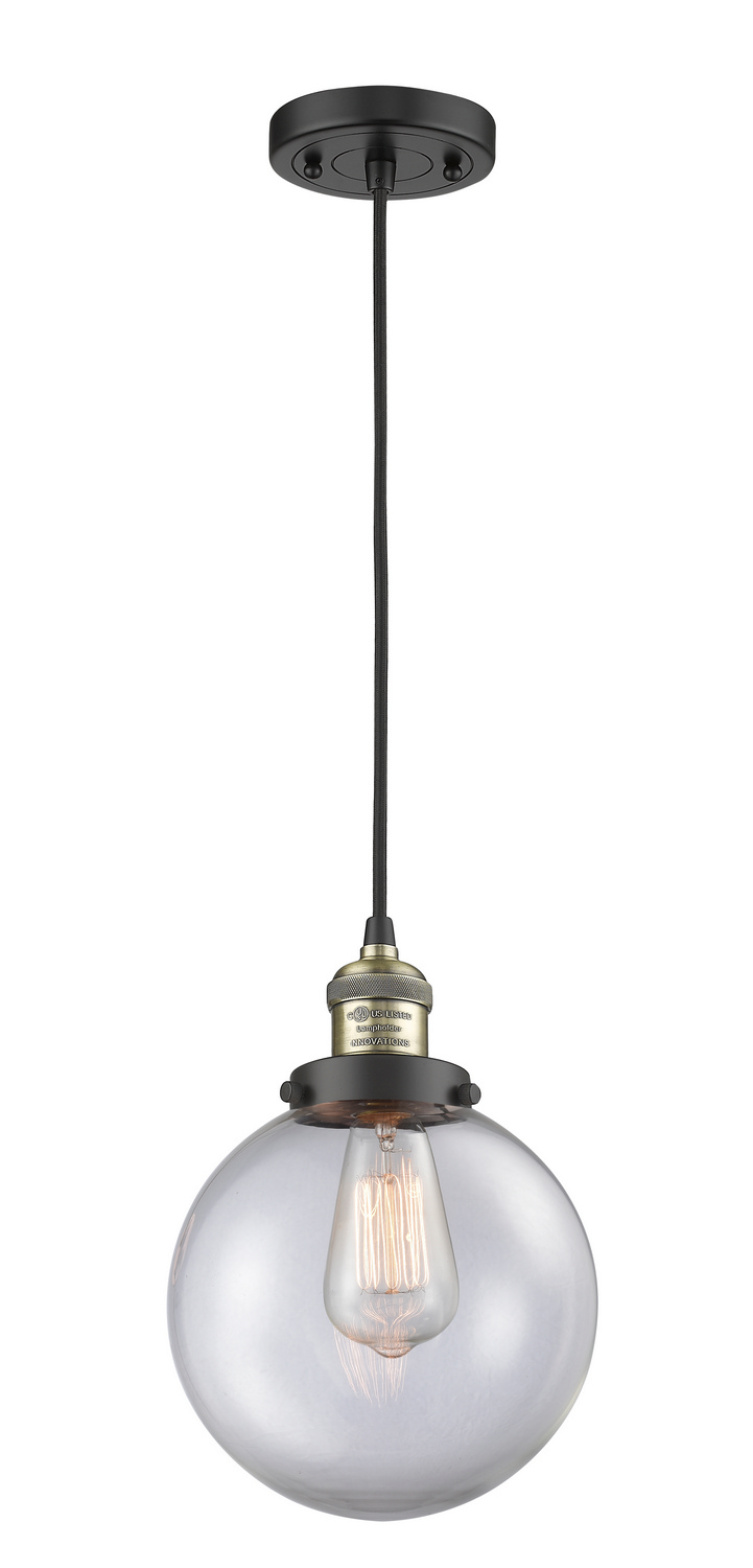 One Light Mini Pendant by Innovations - Franklin Restoration Collection, Black Antique Brass Finish - 201C-BAB-G202-8