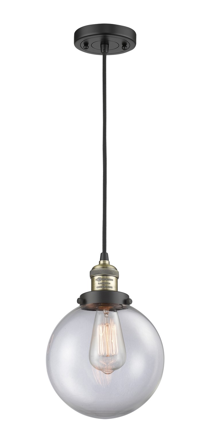 LED Mini Pendant by Innovations - Franklin Restoration Collection, Black Antique Brass Finish - 201C-BAB-G202-8-LED