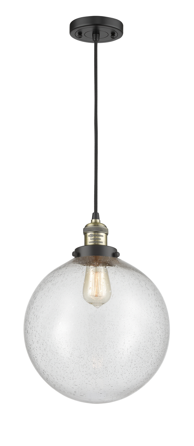 One Light Mini Pendant by Innovations - Franklin Restoration Collection, Black Antique Brass Finish - 201C-BAB-G204-12