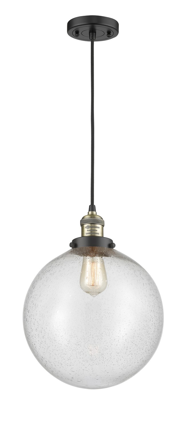 LED Mini Pendant by Innovations - Franklin Restoration Collection, Black Antique Brass Finish - 201C-BAB-G204-12-LED