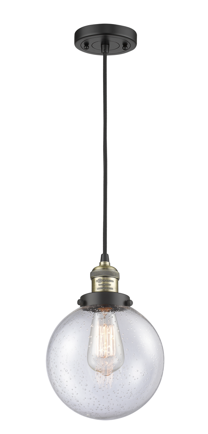 One Light Mini Pendant by Innovations - Franklin Restoration Collection, Black Antique Brass Finish - 201C-BAB-G204-8