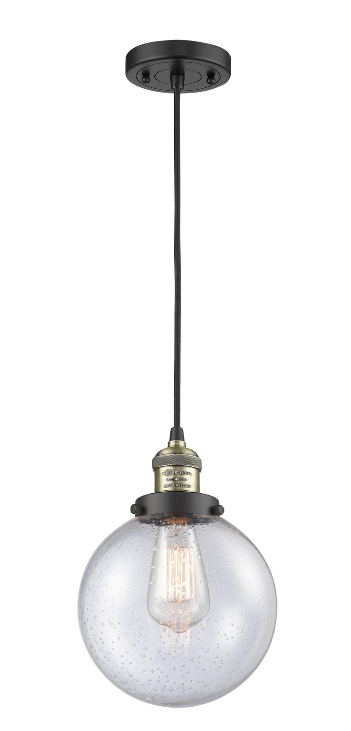 LED Mini Pendant by Innovations - Franklin Restoration Collection, Black Antique Brass Finish - 201C-BAB-G204-8-LED