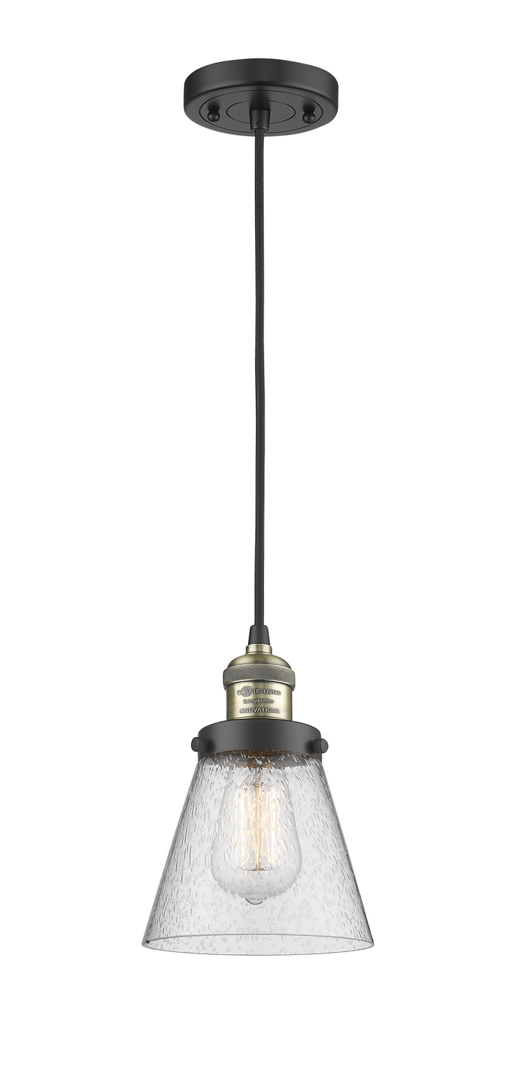 One Light Mini Pendant by Innovations - Franklin Restoration Collection, Black Antique Brass Finish - 201C-BAB-G64