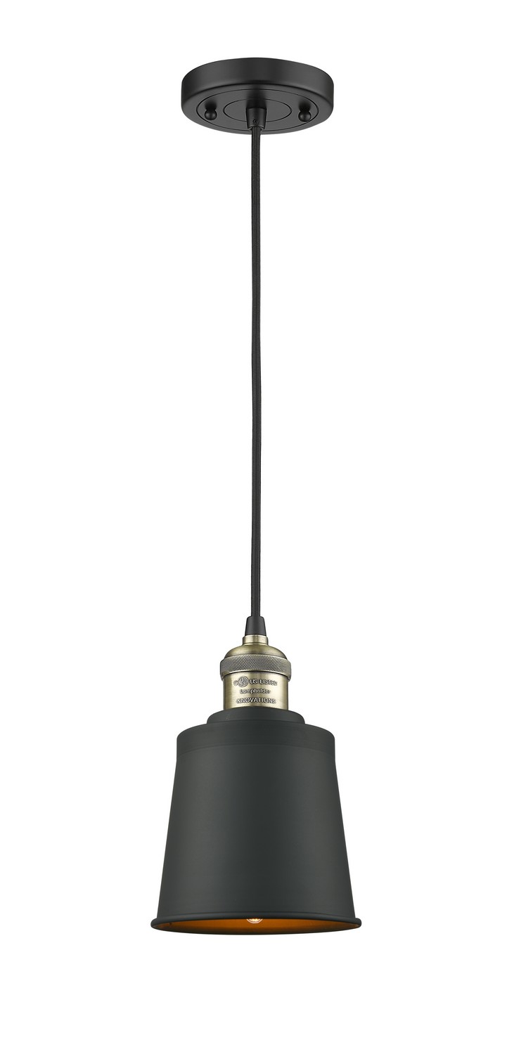 LED Mini Pendant by Innovations - Franklin Restoration Collection, Black Antique Brass Finish - 201C-BAB-M9-BK-LED