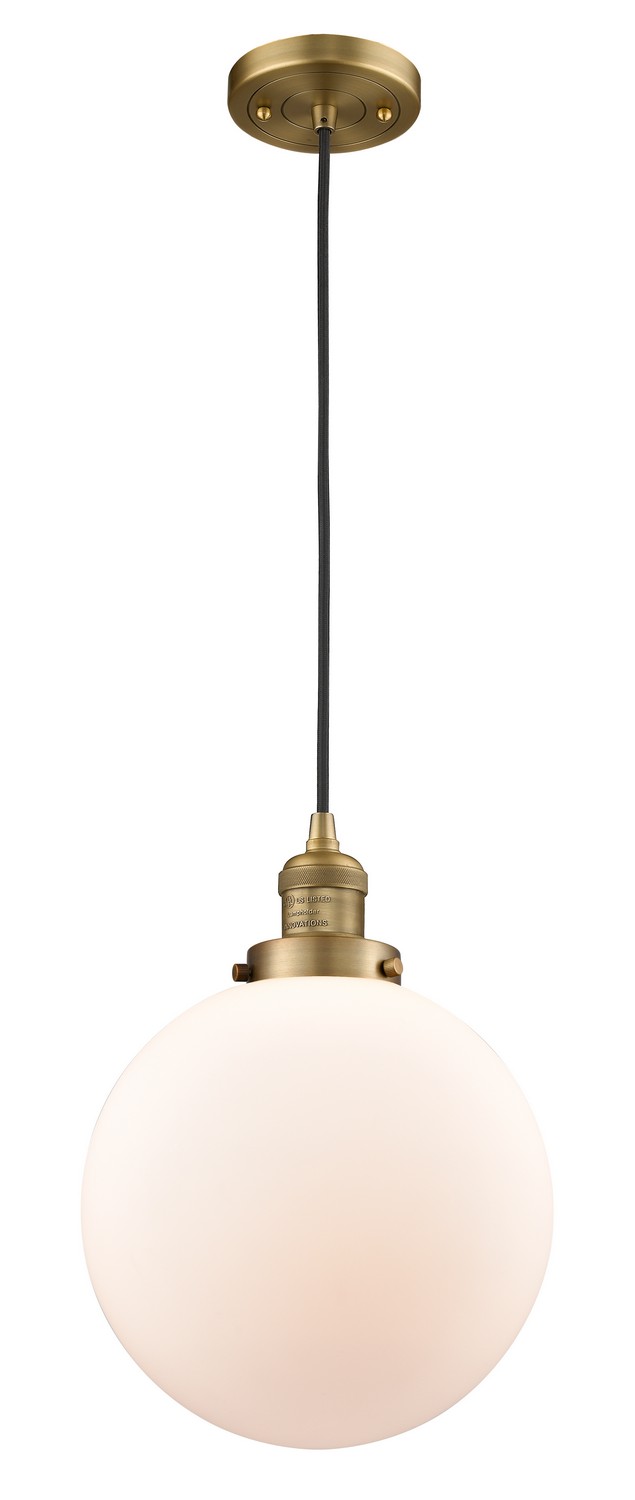 LED Mini Pendant by Innovations - Franklin Restoration Collection, Brushed Brass Finish - 201C-BB-G201-10-LED