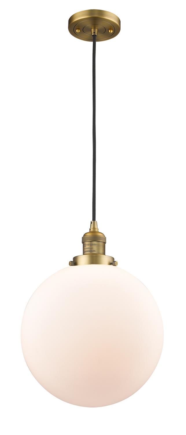 One Light Mini Pendant by Innovations - Franklin Restoration Collection, Brushed Brass Finish - 201C-BB-G201-12