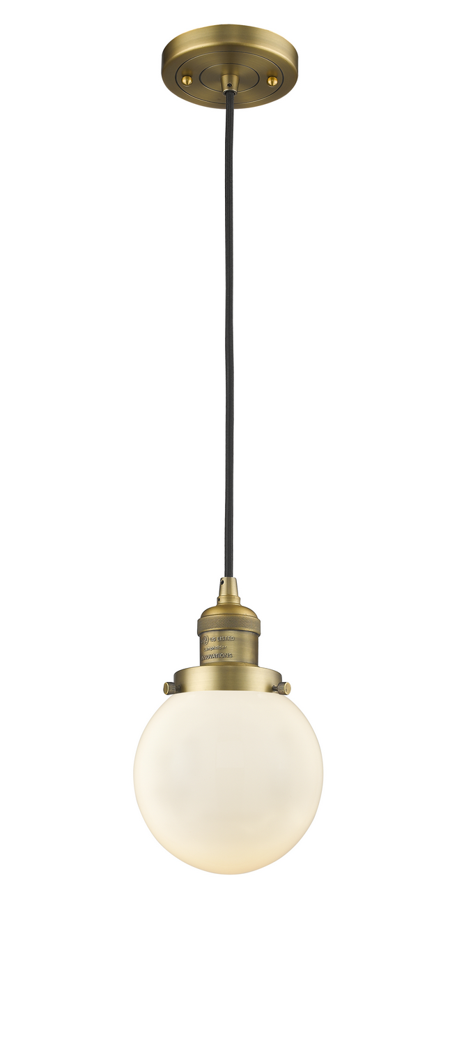 LED Mini Pendant by Innovations - Franklin Restoration Collection, Brushed Brass Finish - 201C-BB-G201-6-LED