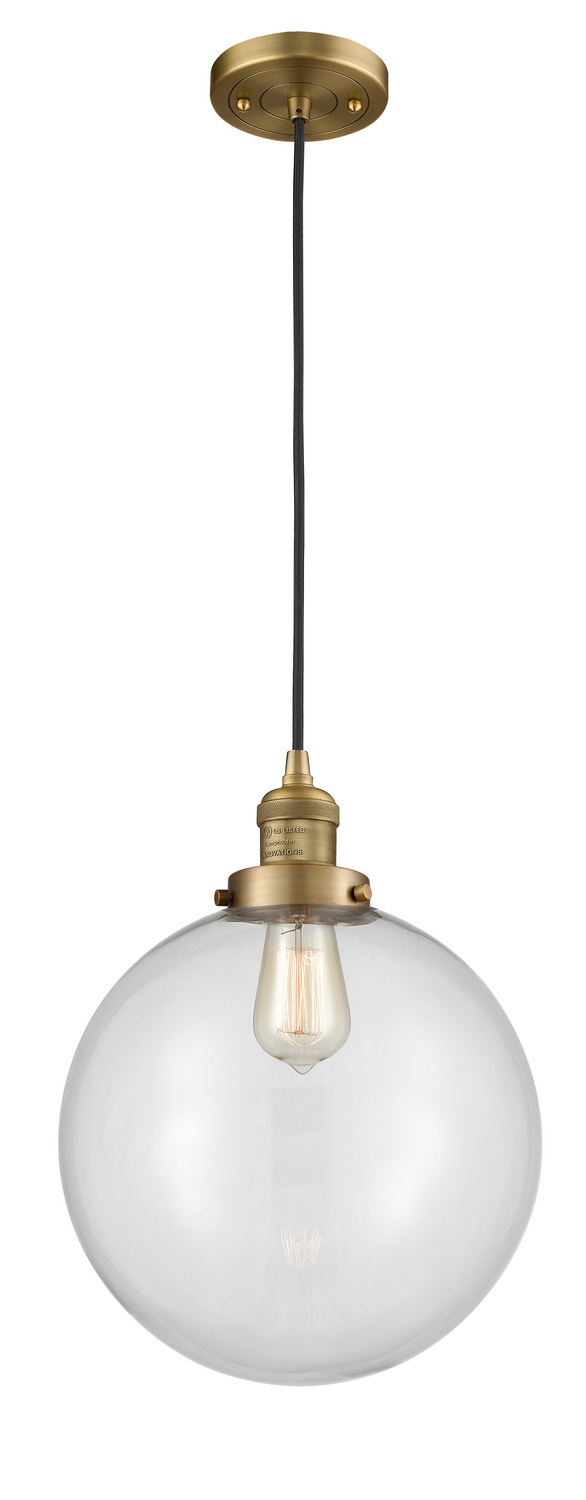One Light Mini Pendant by Innovations - Franklin Restoration Collection, Brushed Brass Finish - 201C-BB-G202-12