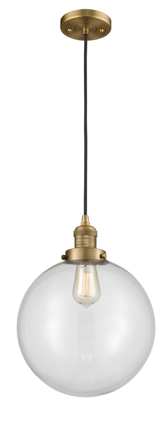 LED Mini Pendant by Innovations - Franklin Restoration Collection, Brushed Brass Finish - 201C-BB-G202-12-LED