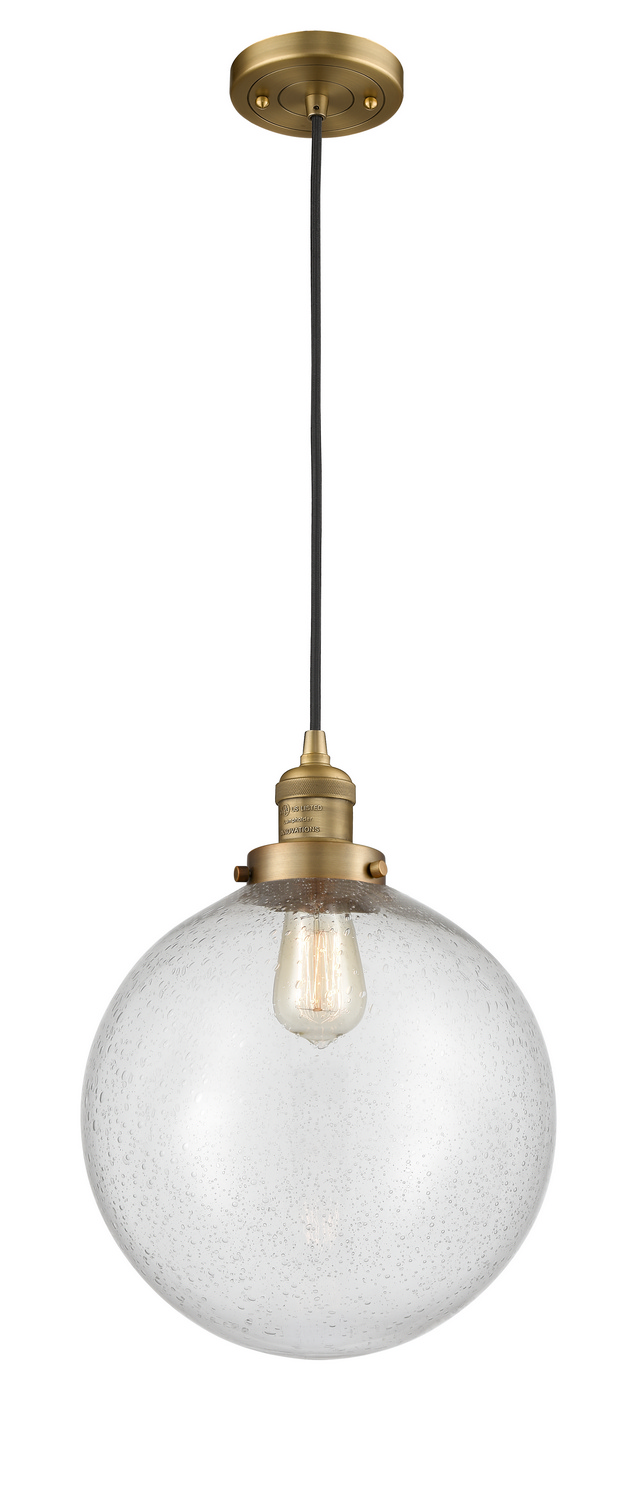 One Light Mini Pendant by Innovations - Franklin Restoration Collection, Brushed Brass Finish - 201C-BB-G204-12