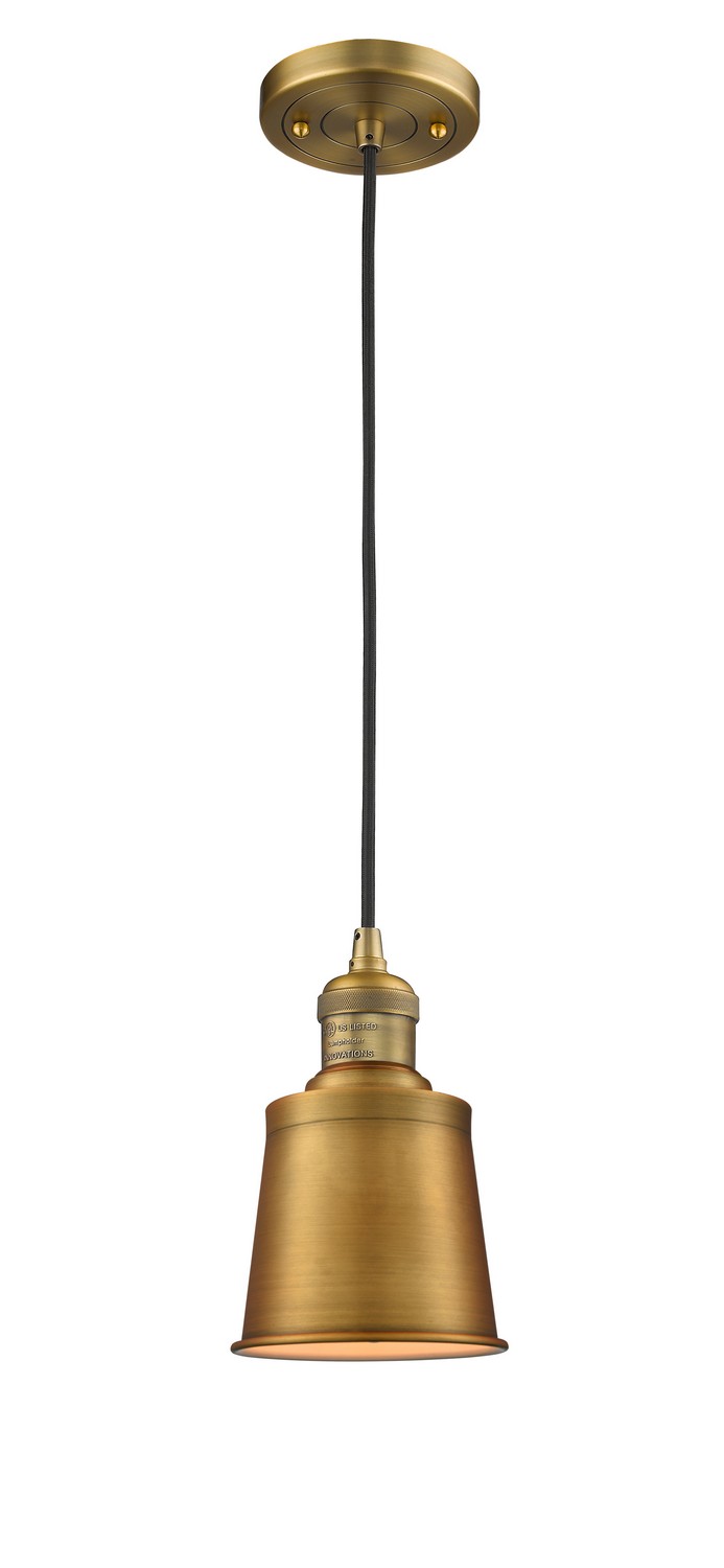LED Mini Pendant by Innovations - Franklin Restoration Collection, Brushed Brass Finish - 201C-BB-M9-BB-LED