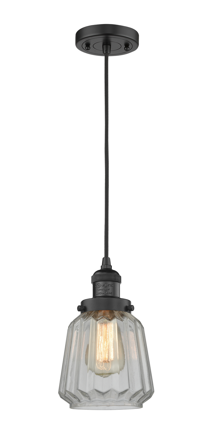 One Light Mini Pendant by Innovations - Franklin Restoration Collection, Matte Black Finish - 201C-BK-G142