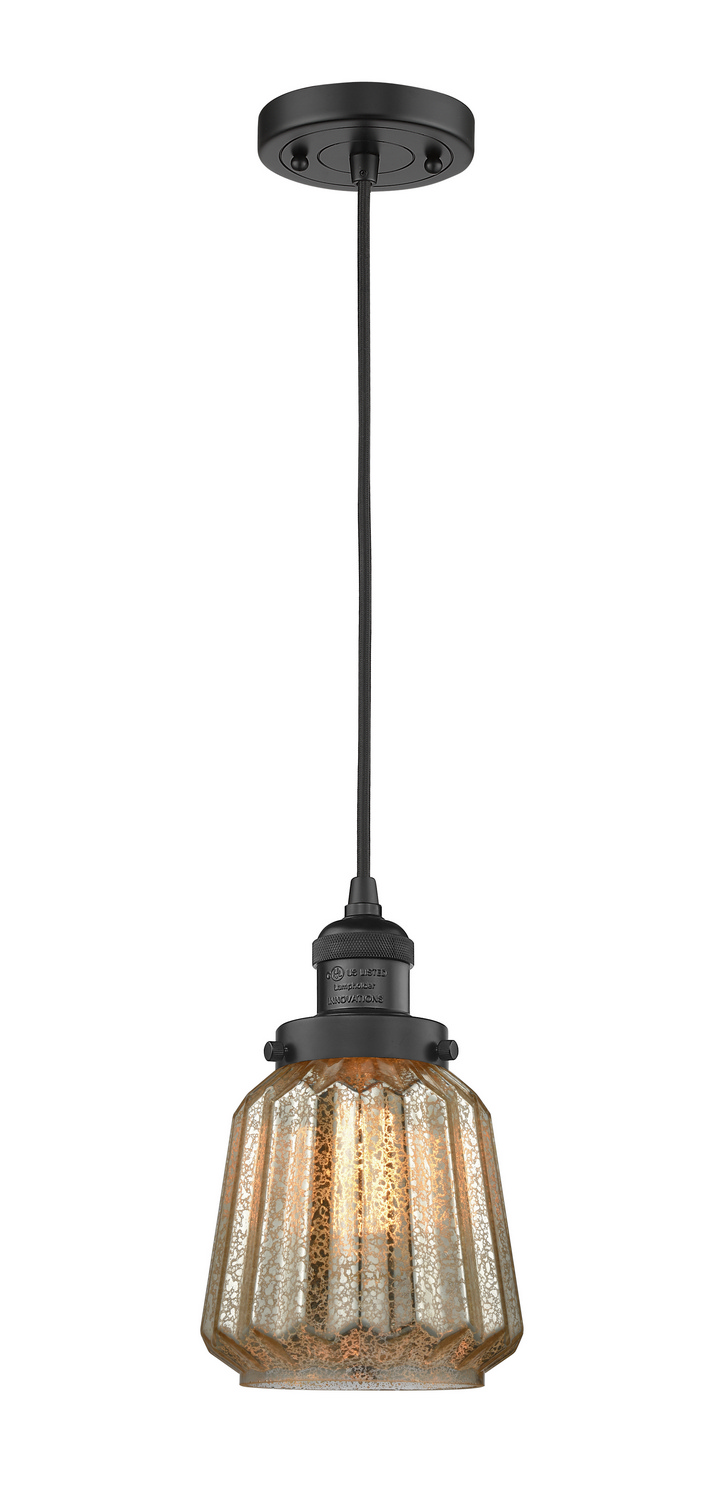 One Light Mini Pendant by Innovations - Franklin Restoration Collection, Matte Black Finish - 201C-BK-G146