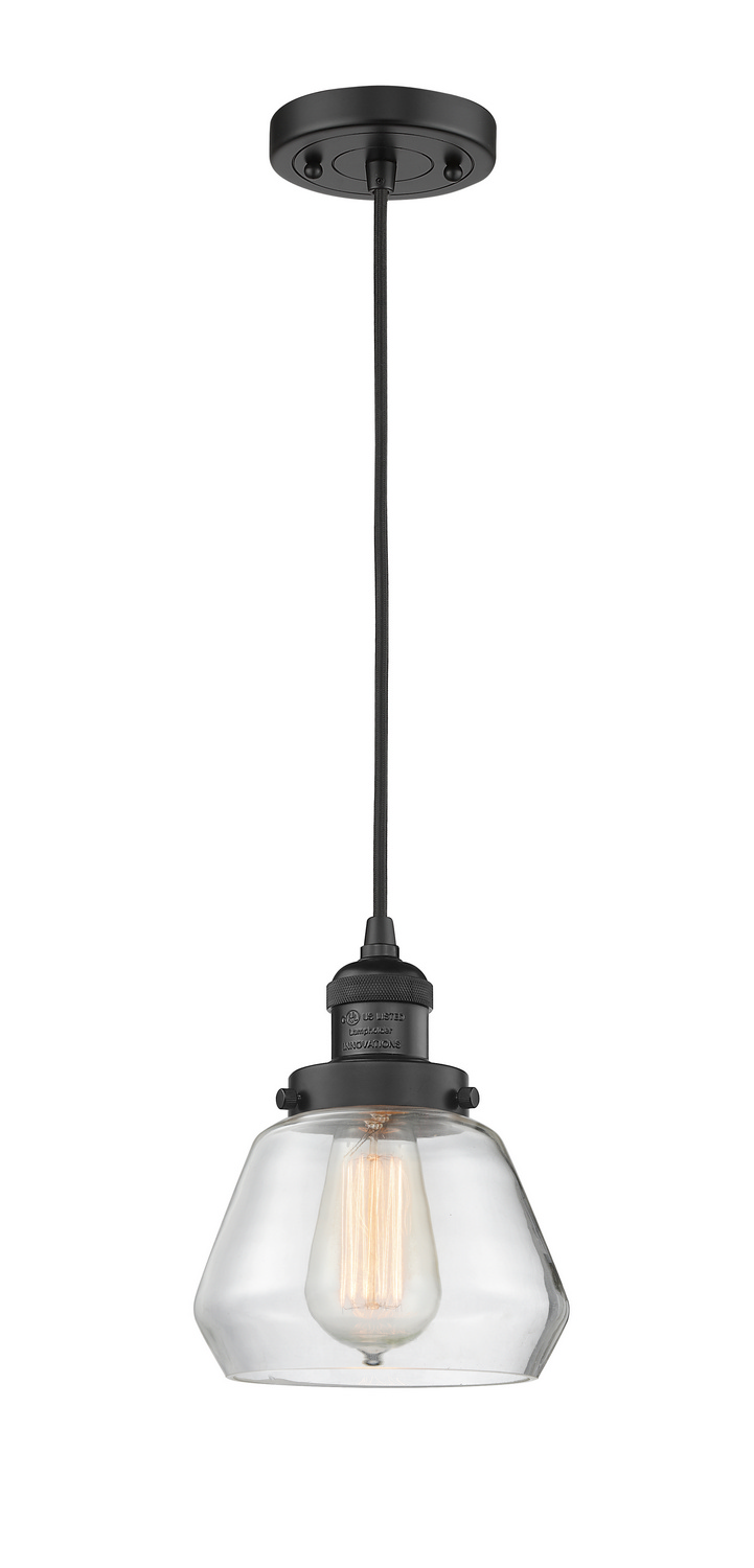 One Light Mini Pendant by Innovations - Franklin Restoration Collection, Matte Black Finish - 201C-BK-G172