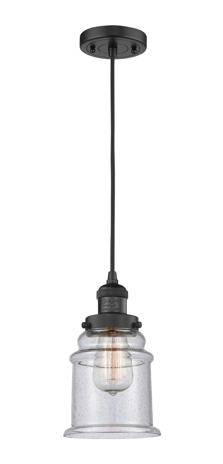 One Light Mini Pendant by Innovations - Franklin Restoration Collection, Matte Black Finish - 201C-BK-G184