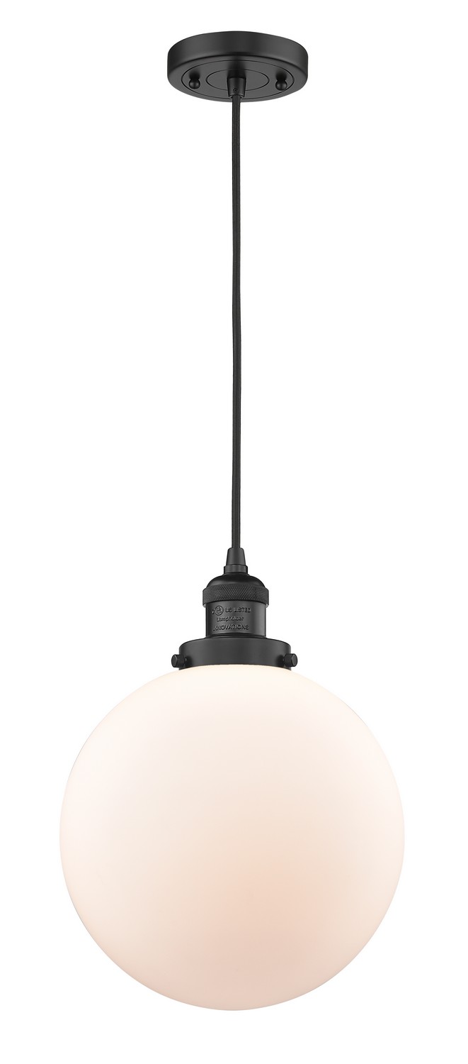 LED Mini Pendant by Innovations - Franklin Restoration Collection, Matte Black Finish - 201C-BK-G201-10-LED