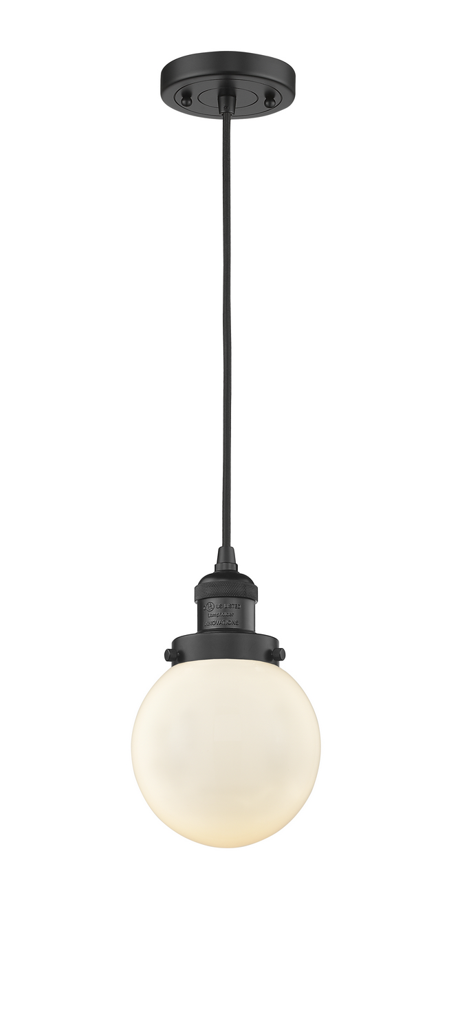 LED Mini Pendant by Innovations - Franklin Restoration Collection, Matte Black Finish - 201C-BK-G201-6-LED