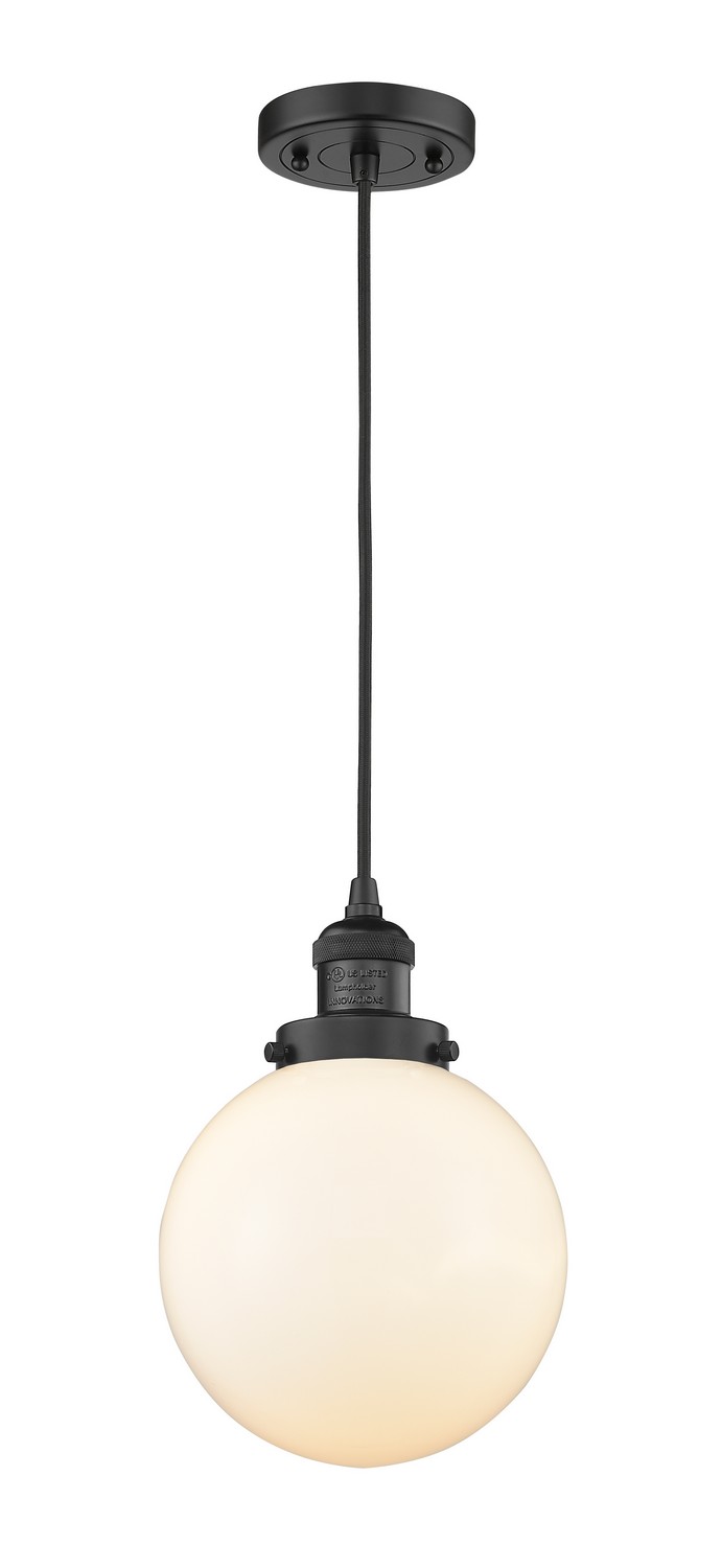 LED Mini Pendant by Innovations - Franklin Restoration Collection, Matte Black Finish - 201C-BK-G201-8-LED