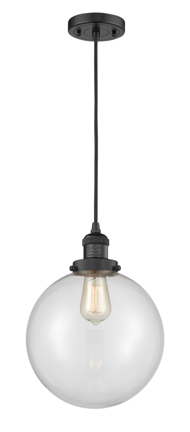 LED Mini Pendant by Innovations - Franklin Restoration Collection, Matte Black Finish - 201C-BK-G202-10-LED