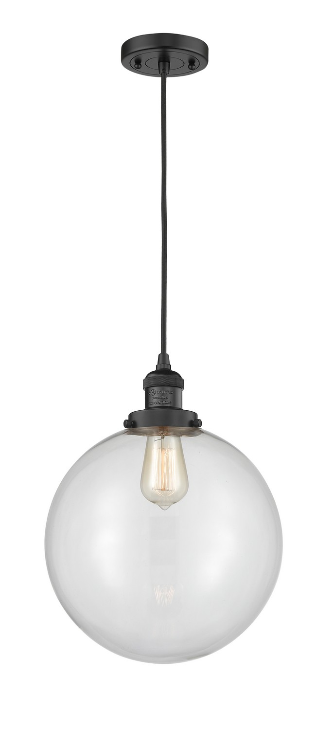 LED Mini Pendant by Innovations - Franklin Restoration Collection, Matte Black Finish - 201C-BK-G202-12-LED
