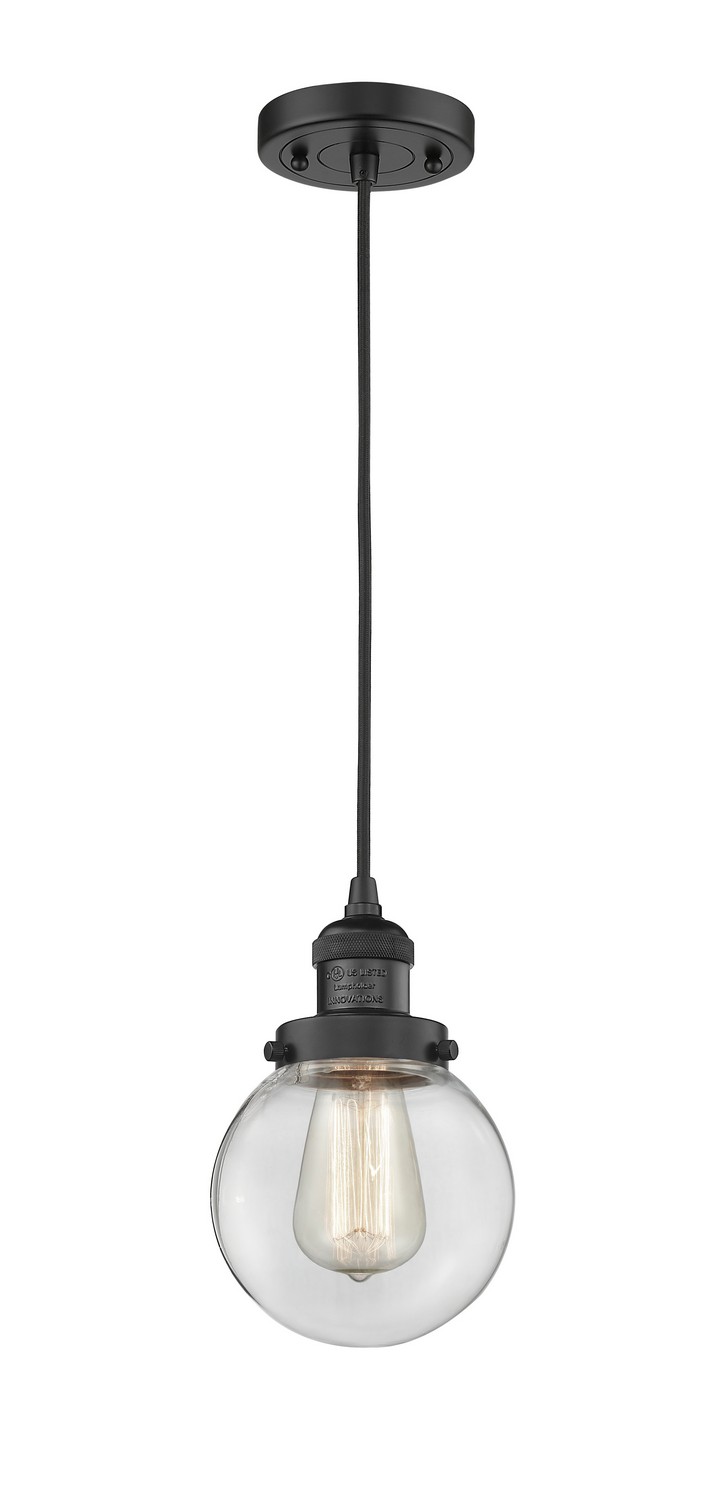 LED Mini Pendant by Innovations - Franklin Restoration Collection, Matte Black Finish - 201C-BK-G202-6-LED