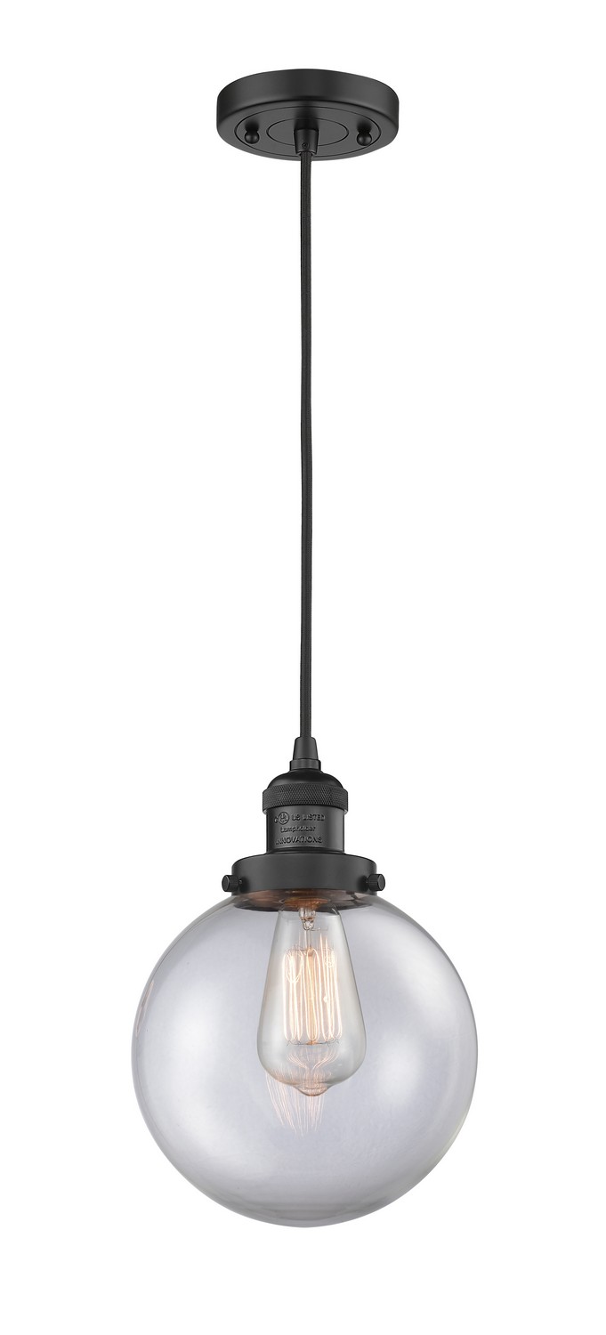 LED Mini Pendant by Innovations - Franklin Restoration Collection, Matte Black Finish - 201C-BK-G202-8-LED