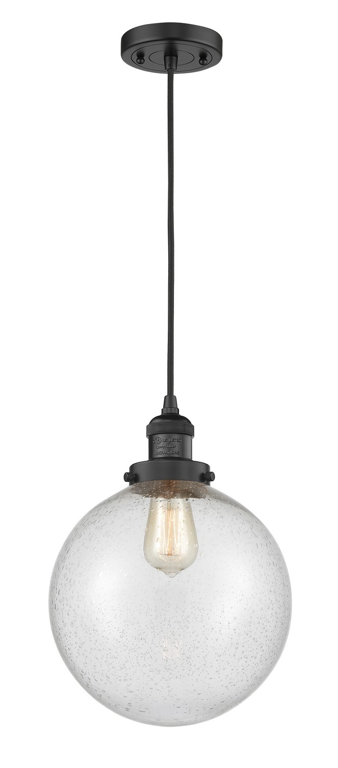 LED Mini Pendant by Innovations - Franklin Restoration Collection, Matte Black Finish - 201C-BK-G204-10-LED