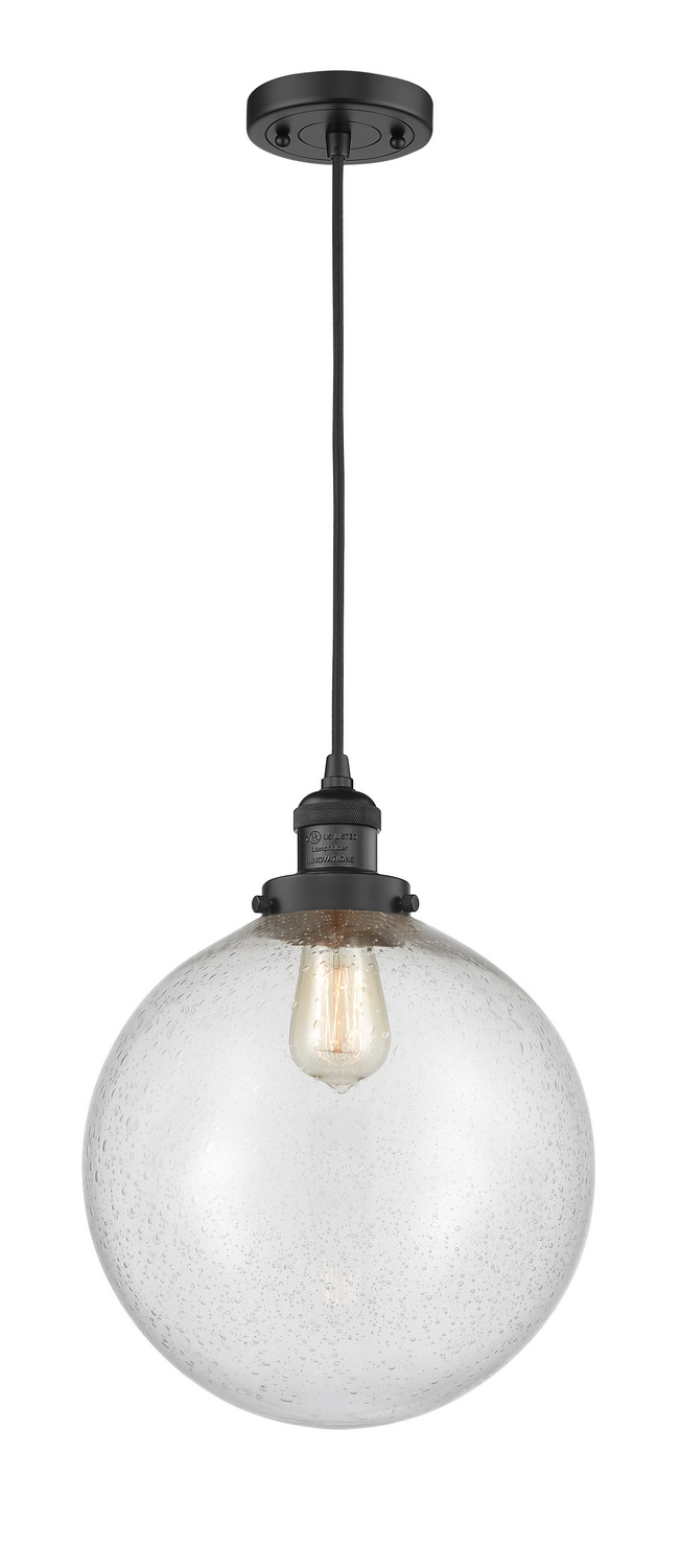 One Light Mini Pendant by Innovations - Franklin Restoration Collection, Matte Black Finish - 201C-BK-G204-12