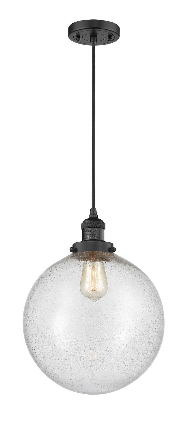 LED Mini Pendant by Innovations - Franklin Restoration Collection, Matte Black Finish - 201C-BK-G204-12-LED