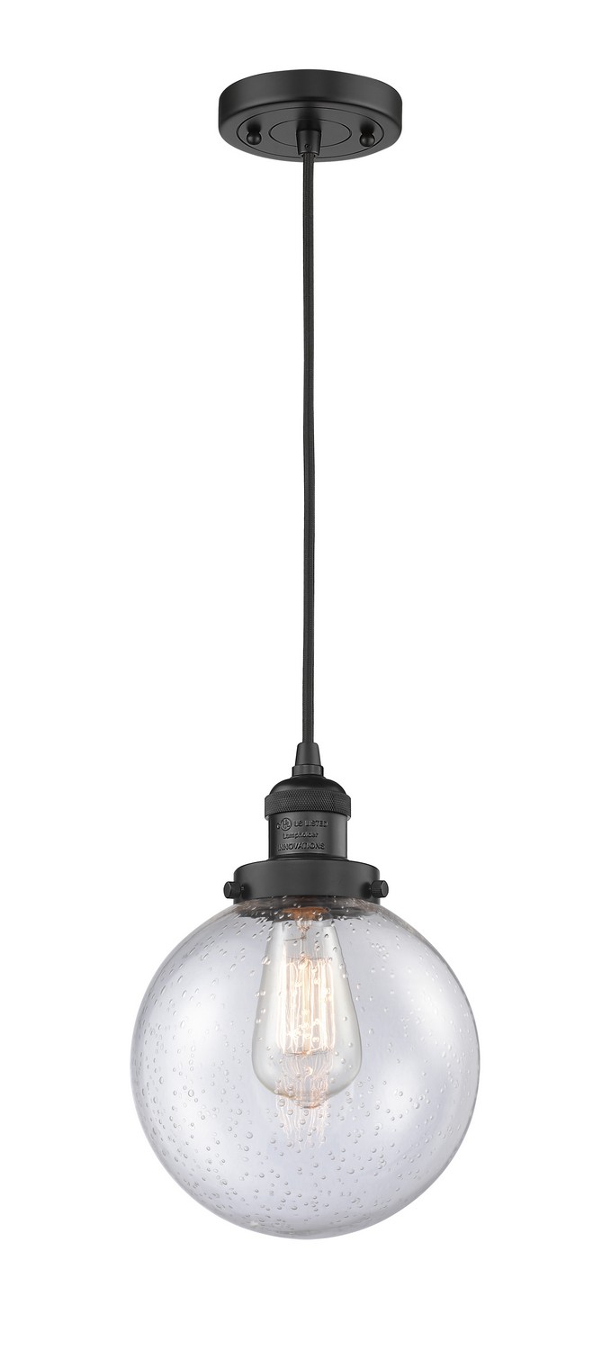 LED Mini Pendant by Innovations - Franklin Restoration Collection, Matte Black Finish - 201C-BK-G204-8-LED