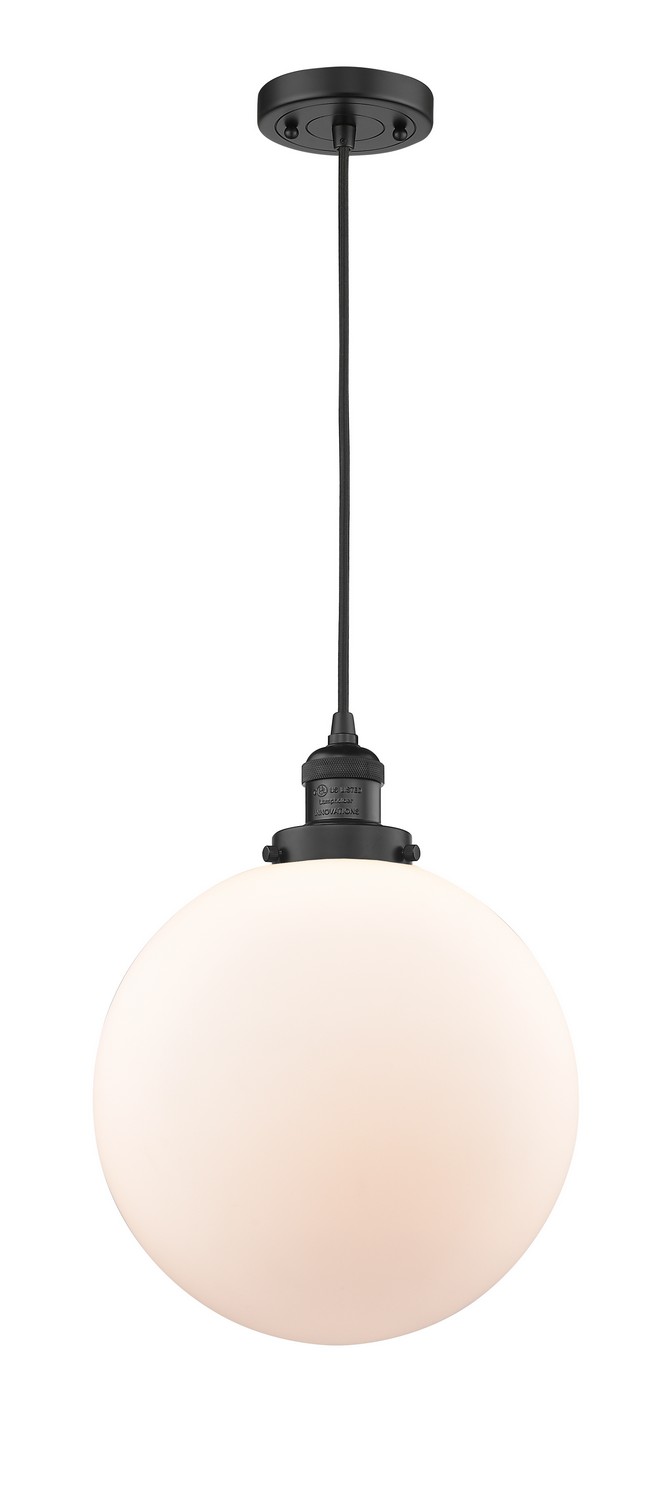 LED Mini Pendant by Innovations - Franklin Restoration Collection, Matte Black Finish - 201C-BK-G201-12-LED