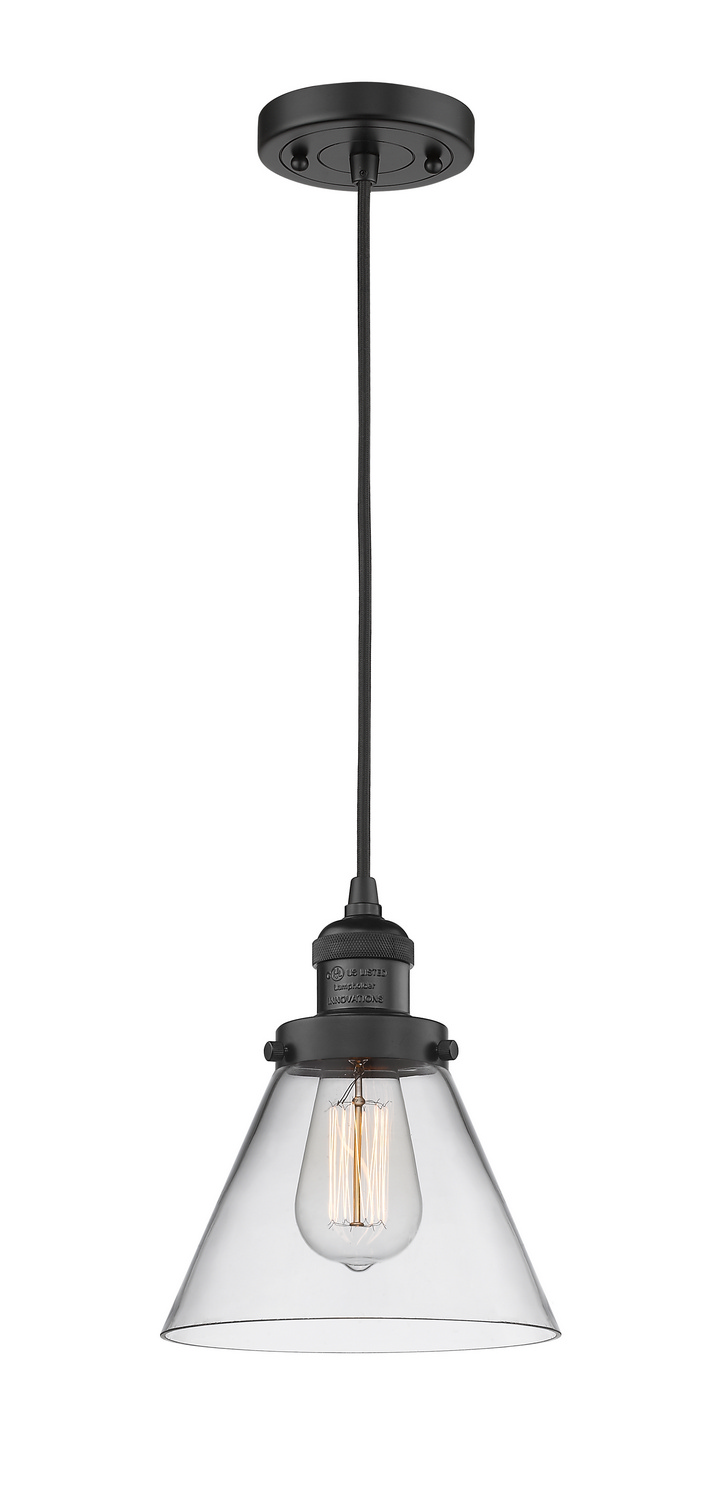 One Light Mini Pendant by Innovations - Franklin Restoration Collection, Matte Black Finish - 201C-BK-G42