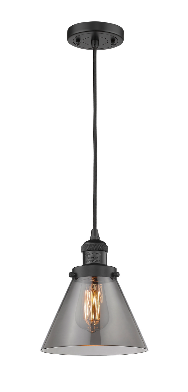 One Light Mini Pendant by Innovations - Franklin Restoration Collection, Matte Black Finish - 201C-BK-G43