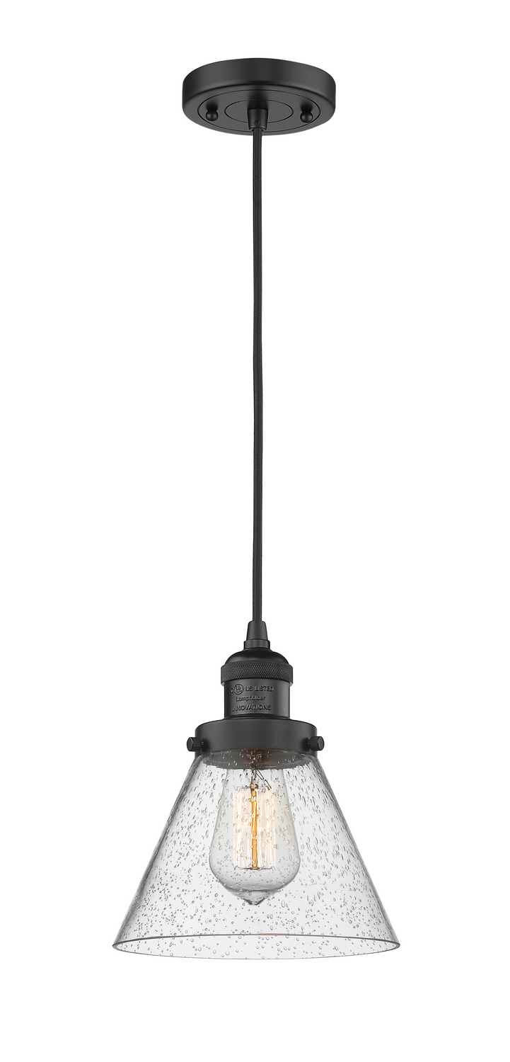 One Light Mini Pendant by Innovations - Franklin Restoration Collection, Matte Black Finish - 201C-BK-G44