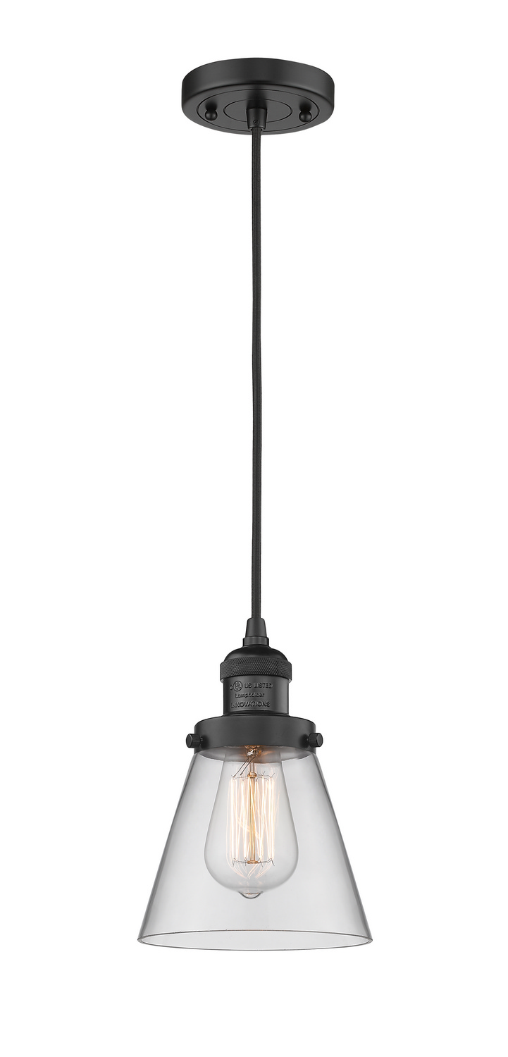 One Light Mini Pendant by Innovations - Franklin Restoration Collection, Matte Black Finish - 201C-BK-G62
