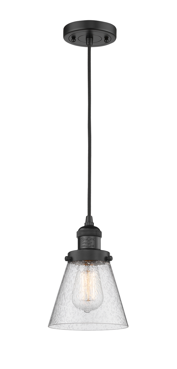 One Light Mini Pendant by Innovations - Franklin Restoration Collection, Matte Black Finish - 201C-BK-G64