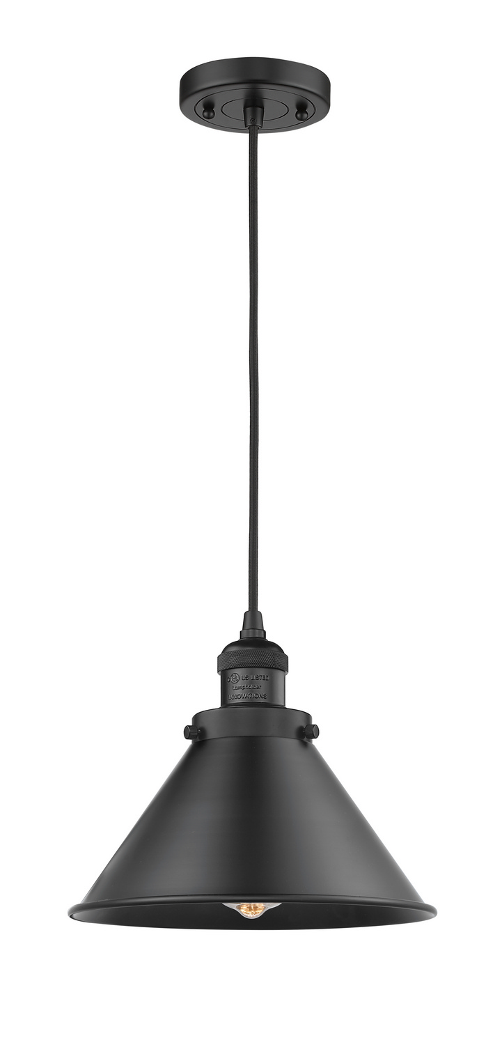 One Light Mini Pendant by Innovations - Franklin Restoration Collection, Matte Black Finish - 201C-BK-M10-BK