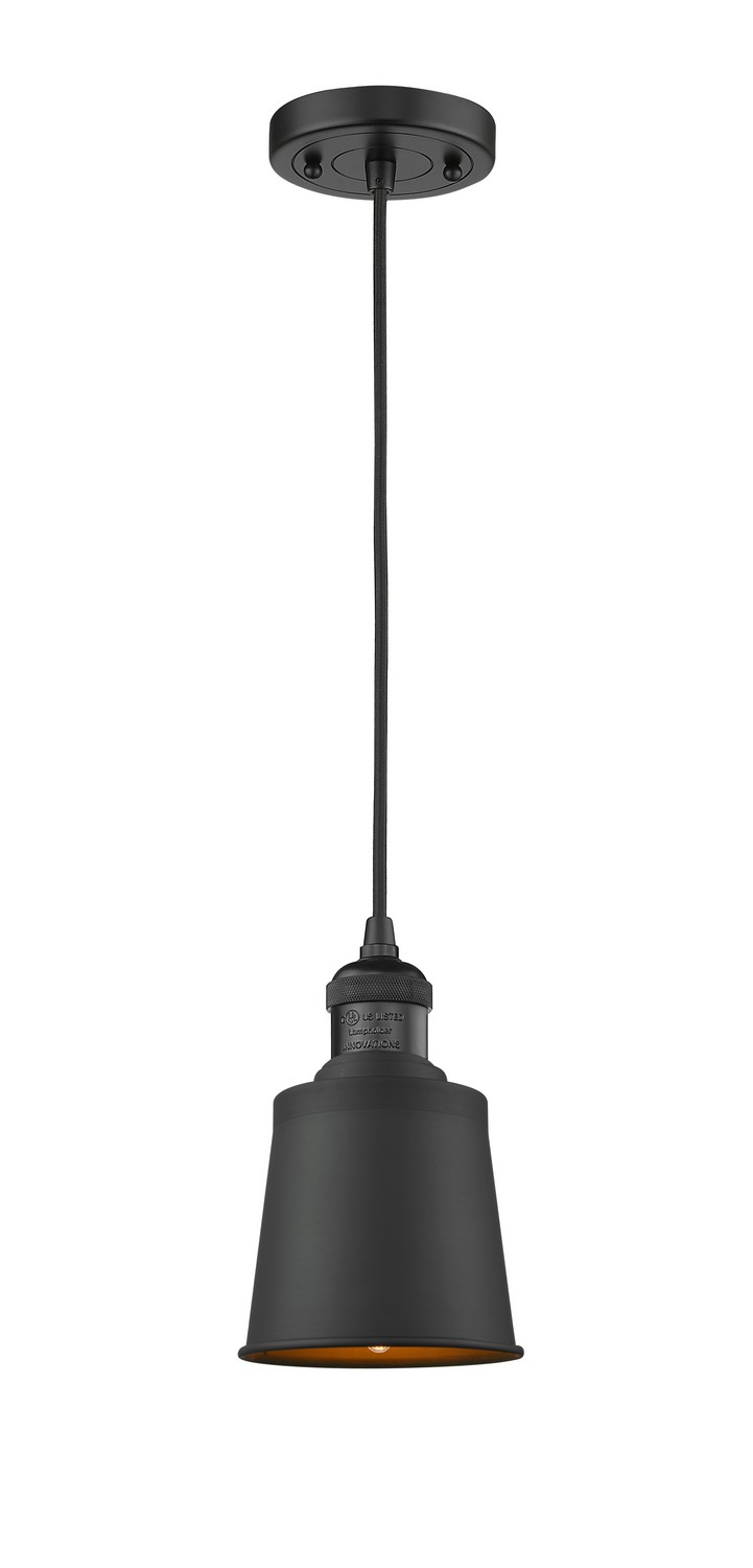 One Light Mini Pendant by Innovations - Franklin Restoration Collection, Matte Black Finish - 201C-BK-M9-BK