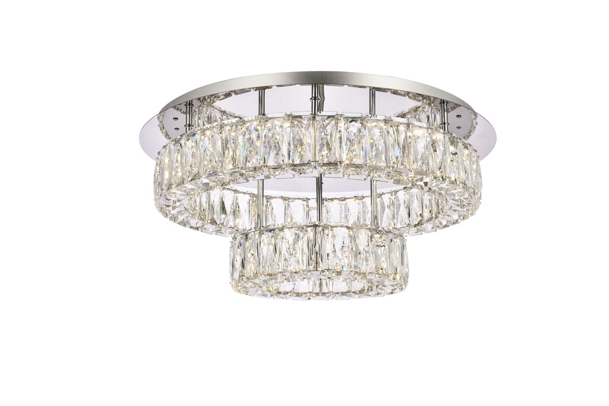 Elegant Lighting 3503F22L2C Monroe 2 Light 22 inch Chrome Flush Mount Ceiling Light